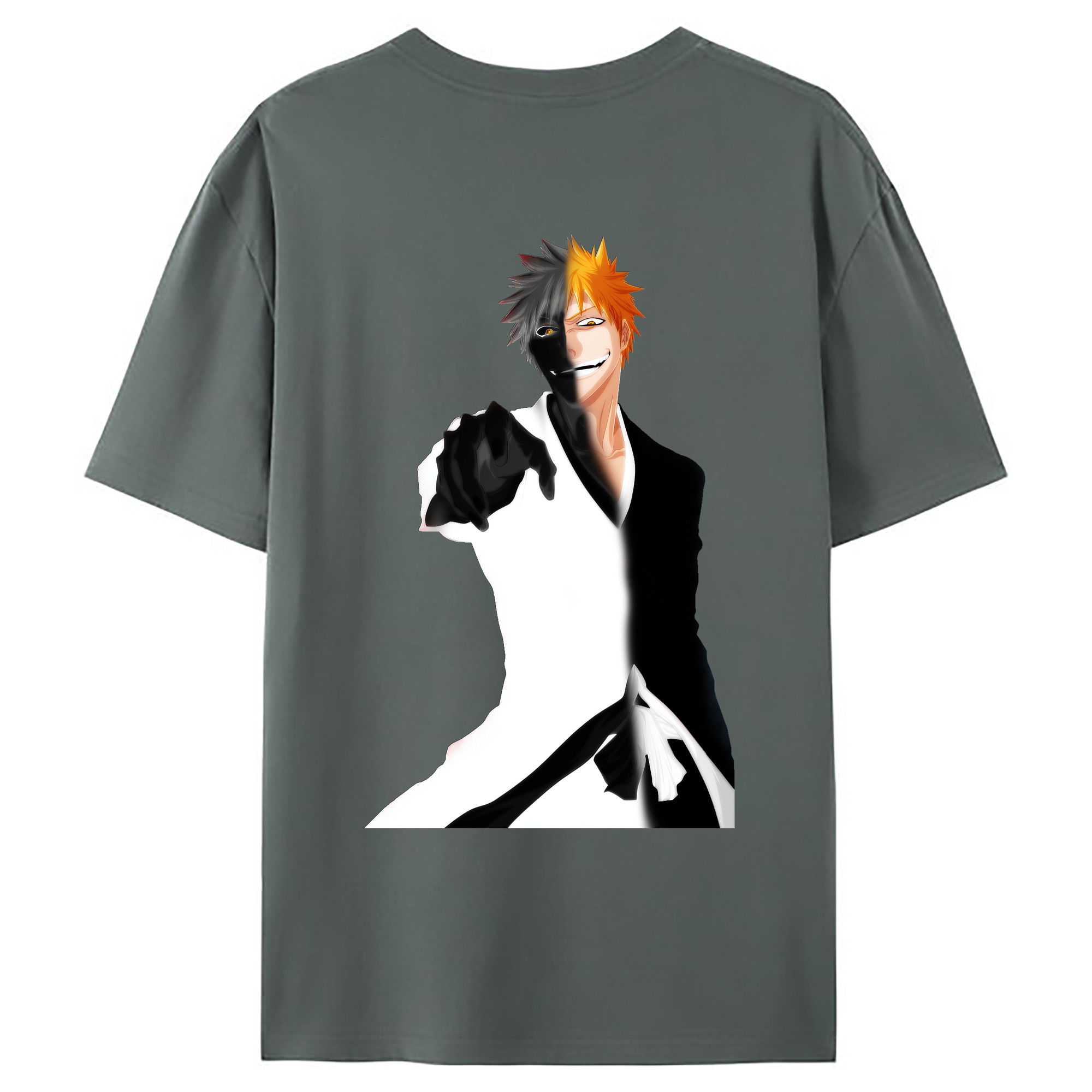 （画像用） ブリーチ 黒崎一護（くろさき いちご）BLEACH Kurosaki Ichigo 綿100％ メンズ半袖Tシャツ（バックプリント） 通気性